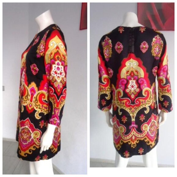 NWT Celebrity See By Chloe 60's/70's Psychedelic Style Silk Shift Dress - Picture 2 of 10